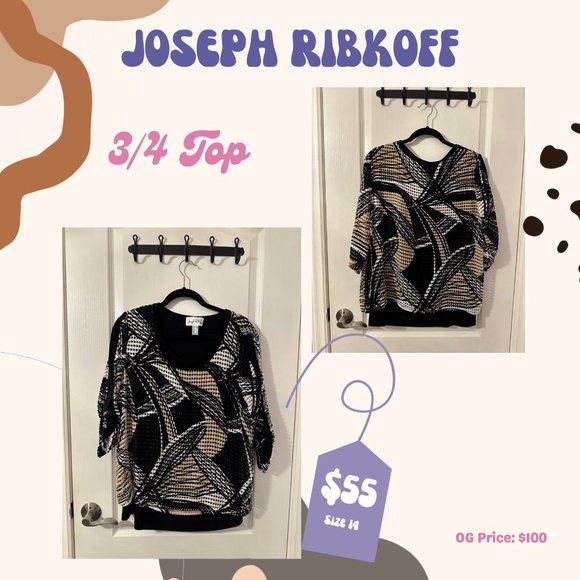 Joseph Ribkoff 3/4 Sleeve Top - Picture 6 of 6